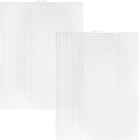 2Pcs 7 Count Plastic Canvas Sheets Eye Mesh for Embroidery, White Needlepoint Canvas for Acrylic Yarn Crafting, Knit Crochet Projects, Make Aquarium Dividers (10.5 X 13.5 Inch)