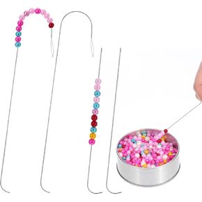 4pcs إبر الديكور الكبير منحنى العين المنحني من الفولاذ المقاوم للصدأ المقطعية على طراز حبة للخرز الدوار ، إبرة الديكور 5.5 بوصة لكفاءة لقلادة سوار المجوهرات صنع اللوازم