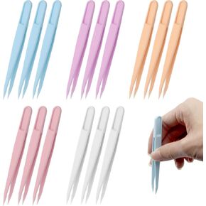 15pcs ملقطات بلاستيكية متعددة الألوان ، ملقط حبات البلاستيك ، ملقط مجوهرات مصنوعة من DIY ، تصنيع العائلة ، الحرف اليدوية الحرف الملعقة/أداة ألعاب Creative Craft الإبداعية اليدوية لمشاريع الديكور