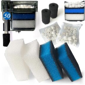 2 Sets of Upgrated Three-Stage Filtration Fish Tank Filter for AquaClear 50 Power Filter, 2 Set of Replacement Maintenance Kit for Fish Tank Filter for 20- to 50-Gallon Aquariums