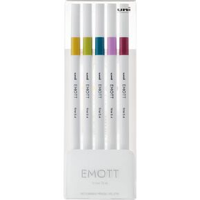 uni-ball EMOTT Fineliner Pens, Fine Point (0.4mm), Assorted Ink, 5-count, Retro