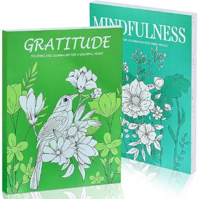 Adult Coloring Book for Women, Gratitude and Mindfulness Coloring Books with Inspirational Quotes Set - Relaxation Stress Relief Easy Coloring Book Flowers - Inspirational Books Gifts