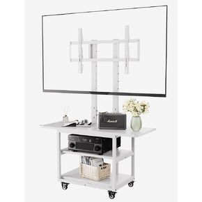 Heavy Duty Mobile TV Cart with 3-Tier Shelves, Height Adjustable Rolling TV Stand for 32-75 inch TVs up to 150 lbs, Portable TV Stand with Wheels for Home & Office, Max VESA 600×400mm(Retro)