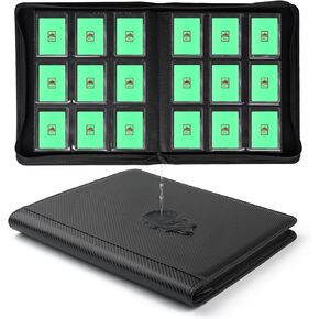 Toploader Binder, Holds 288 Toploaders, 9 Pocket Top Loader Binders with Sleeves for 3 x 4'' Toploaders, Double-Sided Pocket Top Loader Storage Binder, Trading Card Binder - Carbon Black