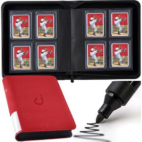Toploader Binder, Holds 128 Top Loaders - 4 Pocket Top Loader Binder for 3" x 4" Rigid Card Holders for Trading Cards or Sports Cards, Model A - Classic Black