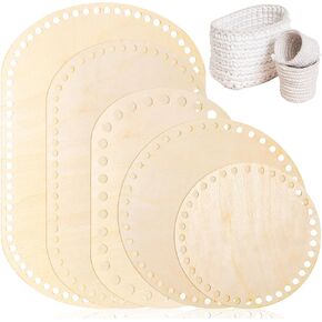 Fanfanwin 10 Pcs Wooden Basket Bottom for Crochet Oval Circle Basket Base 5 Sizes Art Wood Knitting Base Shapers for DIY Knitting Art Craft Weaving Making Supplies