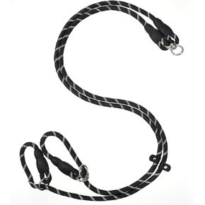 Double Leash for Two Dogs Double Dog Leash Coupler Extension Rope No Tangle Dual Splitter for Large Medium Dogs up to 40 lbs(1/2" X 33" Black)