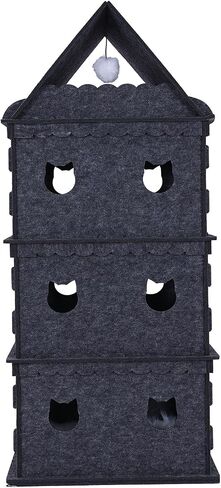 3-Storey Cat House for Indoor Cat Condos,Pet Cat Bed Hideaway Strong Castle for Multiple & Large Cats (3-Storey, 21.8''×21.8''×37'') in Saudi Arabia