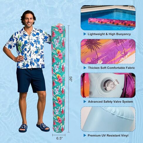 Inflatable Swim Pool Noodles, 2 Pack Inflatable Jumbo Pool Noodles Floats, 56 Inch x 6.5 Inch Pool Floats for Adults, Pool Floats Toys for Swimming Pool, Beach & Lake in Saudi Arabia