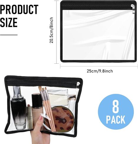 Outus 8 PCS Clear Zipper Pouches Pencil Pounces PVC Pouch Makeup Pouch Glomed Volder Multi Disport Pouch Document File Fister ، Foster Supplies (Black Deving ، 15.3 × 10.8 inch) in Saudi Arabia