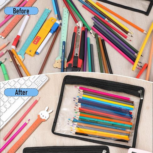 Outus 8 PCS Clear Zipper Pouches Pencil Pounces PVC Pouch Makeup Pouch Glomed Volder Multi Disport Pouch Document File Fister ، Foster Supplies (Black Deving ، 15.3 × 10.8 inch) in Saudi Arabia