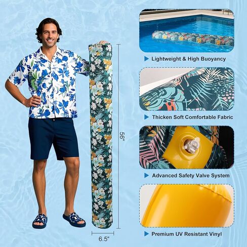 Inflatable Swim Pool Noodles, 2 Pack Inflatable Jumbo Pool Noodles Floats, 56 Inch x 6.5 Inch Pool Floats for Adults, Pool Floats Toys for Swimming Pool, Beach & Lake in Kuwait