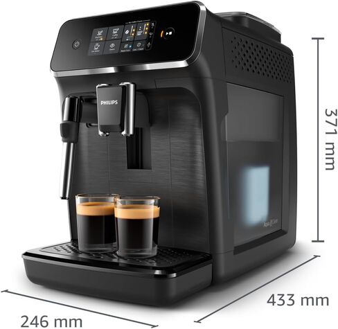 PHILIPS 2200 Series Fully Automatic Espresso Machine, Classic Milk Frother, 2 Coffee Varieties, Intuitive Touch Display, 100% Ceramic Grinder, AquaClean Filter, Aroma Seal, Black (EP2220/14) in Saudi Arabia