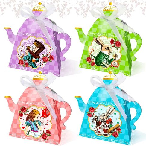 LaVenty 12 PCS Alice Party Supplies Tea Party Favor Bags Alice Party Favor Boxes Tea Party Supplies Treat Bags in Saudi Arabia
