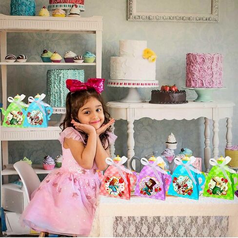 LaVenty 12 PCS Alice Party Supplies Tea Party Favor Bags Alice Party Favor Boxes Tea Party Supplies Treat Bags in Saudi Arabia