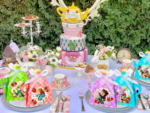 LaVenty 12 PCS Alice Party Supplies Tea Party Favor Bags Alice Party Favor Boxes Tea Party Supplies Treat Bags in Saudi Arabia