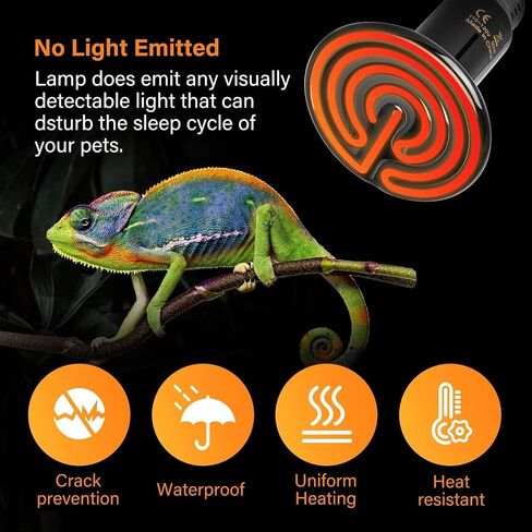 Simple Deluxe 50W Ceramic Heat Emitters, Pack of 4 Reptile Heat Lamp Bulbs for Amphibian Pet & Incubating Chicken (Black, 50 Watts) in Saudi Arabia