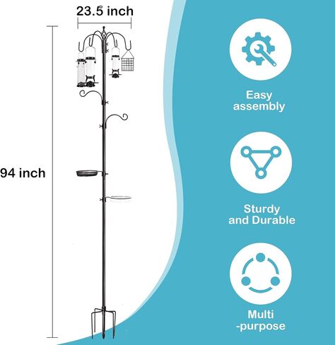 Bird Feeding Station Kit, 87 Inches Bird Feeder Pole for Outside, Premium Feeder Stand Hanging Kit with Water Bowl, Mesh Tray and Metal Suet for Attracting Wild Birds in Saudi Arabia