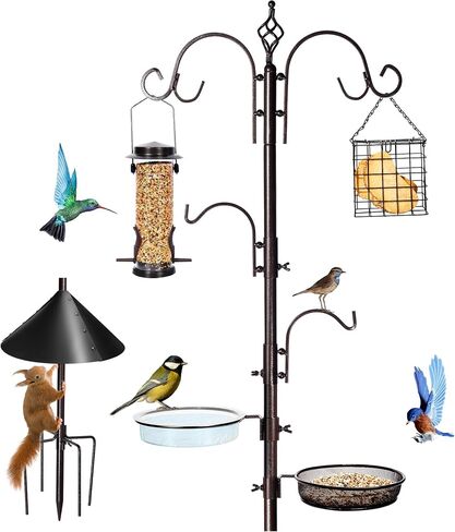 Bird Feeding Station Kit, 87 Inches Bird Feeder Pole for Outside, Premium Feeder Stand Hanging Kit with Water Bowl, Mesh Tray and Metal Suet for Attracting Wild Birds in Saudi Arabia