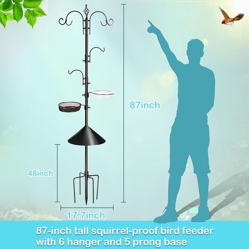 Bird Feeding Station Kit, 87 Inches Bird Feeder Pole for Outside, Premium Feeder Stand Hanging Kit with Water Bowl, Mesh Tray and Metal Suet for Attracting Wild Birds in Saudi Arabia