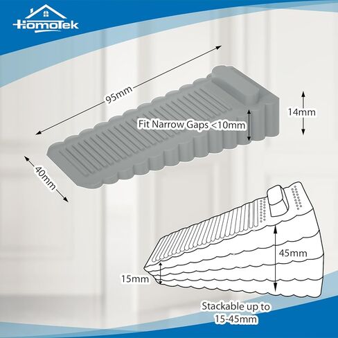 متوقفات باب مطاطية Homotek 4 Pack-سدادات غير قابلة للانزلاق للحصول على فجوات ضيقة 5-10 مم ، قابلة للتكديس حتى 15-45 مم-حامي أبيض وجدار لأسفل الباب in Kuwait