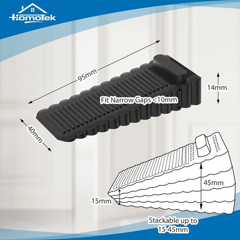 HOMOTEK 4 Pack Wedge Rubber Door Stops - Non-Slip Stoppers for Narrow Gaps 5-10mm, Stackable up to 15-45mm - White Floor & Wall Protector for Door Bottom in Saudi Arabia