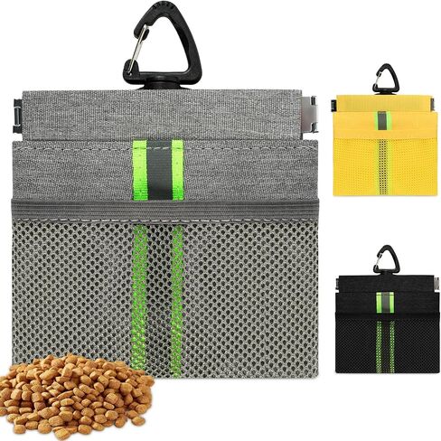 Dog Treat Pouch, Portable Pet Training Treat Bag, Canvas Hand Free Dog Walking Bag with Carabiner, Self-Closing Pet Feed Snack Reward Pocket, for Pet Walking, Travel or Outdoor Use (Grey) in Saudi Arabia