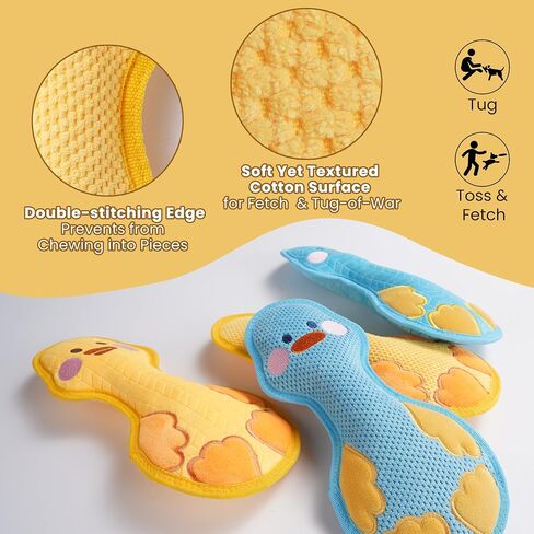 Duck Squeaky Dog Toy, New 2025 Indestructible Dog Toy for Aggressive Chewers, Stuffed Toy with Two Tough Layers, Interactive Tug Training to Keep Them Busy, Yellow in Saudi Arabia