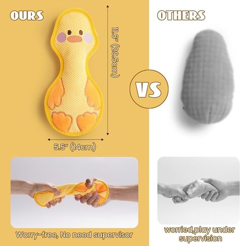Duck Squeaky Dog Toy, New 2025 Indestructible Dog Toy for Aggressive Chewers, Stuffed Toy with Two Tough Layers, Interactive Tug Training to Keep Them Busy, Yellow in Saudi Arabia