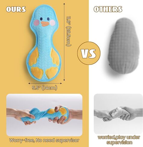 Duck Squeaky Dog Toy, New 2025 Indestructible Dog Toy for Aggressive Chewers, Stuffed Toy with Two Tough Layers, Interactive Tug Training to Keep Them Busy, Yellow in Kuwait
