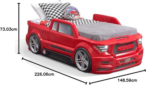 Step2 Roadster Toddler-to-Twin Bed, Crib to Twin Transition Race Car Bed, Adjustable, Ages 3+ Years Old, Easy Assembly, Gray in Kuwait