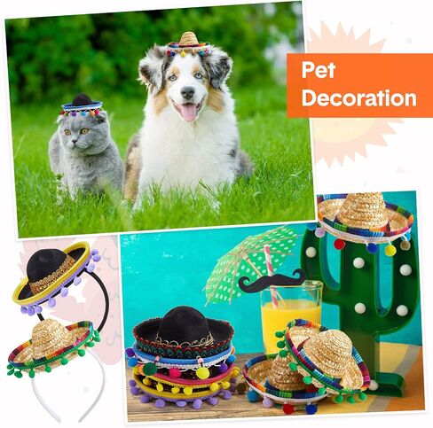 Mumufy 12 Pcs Cinco De Mayo Sombrero Headband Hats Bulk Mini Hat Headband with Fiesta Fabric Mexican Theme Decorations(Classic) in Kuwait