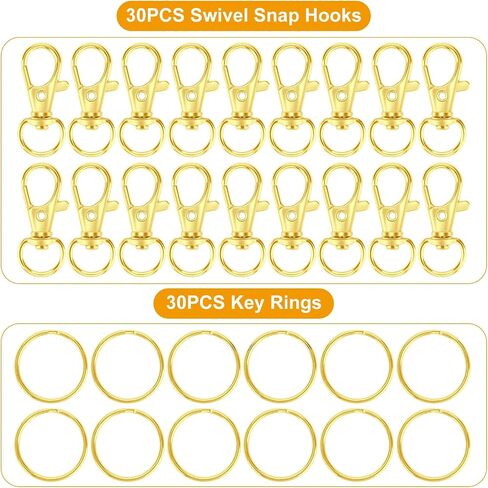 60PCS Keychain Making Kit, Including 30PCS Keychain Clips Hooks and 30PCS Key Chain Rings, Keychain Accessories, Lobster Claw Clasps with Keychain Rings for Crafts in Saudi Arabia