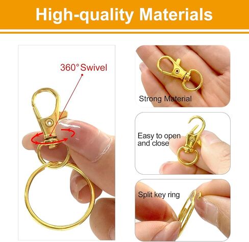 60PCS Keychain Making Kit, Including 30PCS Keychain Clips Hooks and 30PCS Key Chain Rings, Keychain Accessories, Lobster Claw Clasps with Keychain Rings for Crafts in Saudi Arabia