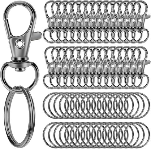 60PCS Keychain Making Kit, Including 30PCS Keychain Clips Hooks and 30PCS Key Chain Rings, Keychain Accessories, Lobster Claw Clasps with Keychain Rings for Crafts in Saudi Arabia
