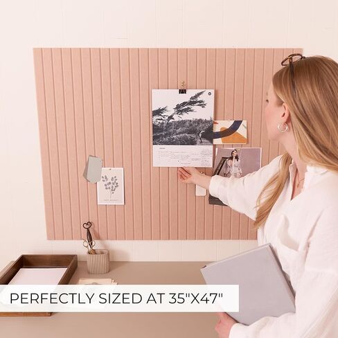 Large Felt Bulletin Board - Stylish Perfectly Sized 35" x 47" Cork Board Alternative for Office & Wall Decor – 12 Customizable Adhesive Tiles w/Golden Pins are Perfect to Display Your Photos in Saudi Arabia