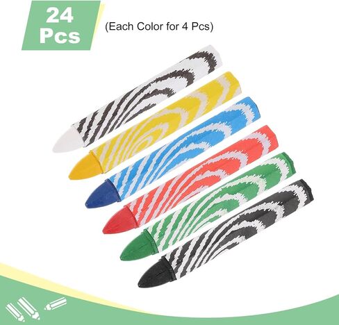 uxcell Lumber Marking Crayons, 24 Pcs 6 Colors Hex Wax Tire Marker, 4" x 0.55" Hex Waterproof Drawing Crayons Furniture Marker for Wood, Glass, Cartons, Cloth, Stone, Ceramics in Saudi Arabia