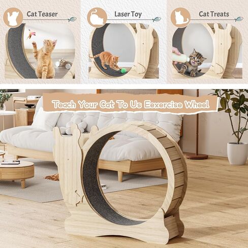 Greesum Cat Exercise Wheel, Large Cat Exercise Running Wheel with Locking Mechanism/Silent Wheel/Carpeted Runway,Cat Treadmill for Indoor Cats, L in Saudi Arabia