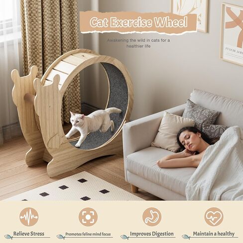 Greesum Cat Exercise Wheel, Large Cat Exercise Running Wheel with Locking Mechanism/Silent Wheel/Carpeted Runway,Cat Treadmill for Indoor Cats, L in Saudi Arabia