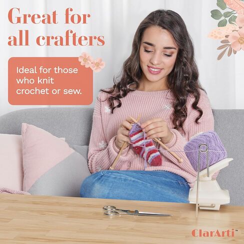 ClarArti Yarn Ball Winder for Crocheting, Knitting, & Other Yarn Crafts | Quick, Quiet, Creates Yarn Balls & Yarn Cakes | Medium Capacity, Can Handle Average Size Yarn Skeins in Kuwait