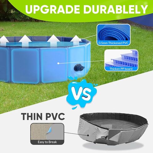 Dog Pool, Foldable Pet Swimming Pool with 6mm High-Strength PP Board, Hard Plastic Collapsible Doggy Pools for Small Dogs Kitty Duck,Non-Slip Doggie Bathtub Quick to Set Up and Drainage Hole(32x8in) in Saudi Arabia