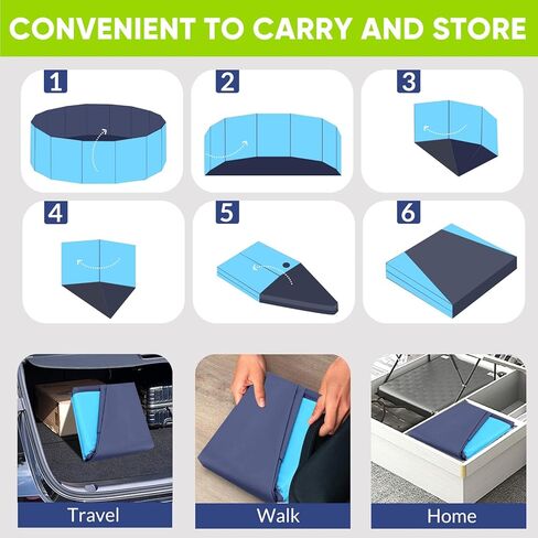 Dog Pool, Foldable Pet Swimming Pool with 6mm High-Strength PP Board, Hard Plastic Collapsible Doggy Pools for Small Dogs Kitty Duck,Non-Slip Doggie Bathtub Quick to Set Up and Drainage Hole(32x8in) in Saudi Arabia