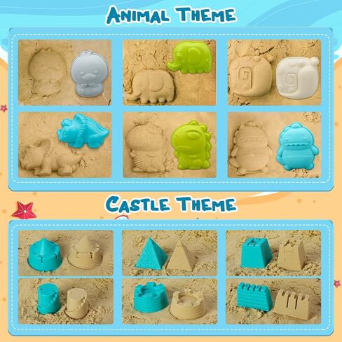TOY Life Beach Sand Toys for Kids Toddlers - Shark Beach Toys for Kids 3-10, Toddler Sandbox Toy with Sand Bucket, Beach Shovels, Animal Molds Sand Castle Toys, Mesh Bag, Sand Toy for Toddler Boy Girl in Kuwait