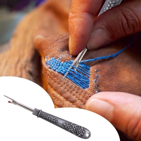 Antique Vintage Seam Ripper, Vintage Thread Remover Tool, Metal Thread Ripper Unpicker, Multi-Purpose Sewing Seam Cutter for Removing Sewing Thread (Antique Silver) in Saudi Arabia