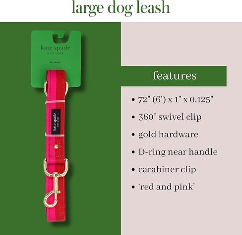 Kate Spade New York 6ft Dog Leash ، مقود ثقيل للكلاب الإناث أو الذكور ، مقود الحيوانات الأليفة اللطيف مع أجهزة معدنية ذهبية ، الرصاص طويل الكلب للمتوسطة والكبيرة (النقطة المائية) in Kuwait