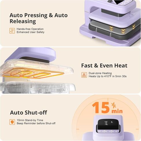 HTVRONT Auto Heat Press 2 - Heat Press Machine for T Shirts with Adjustable Pressure & Higher Heating Height, Heats Up Fast and Evenly Heat Press 15x15 for HTV, Sublimation, Heat Press Projects in Saudi Arabia