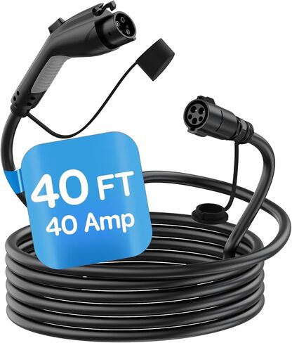 EV Charger Extension Cable, 50Amp 20ft J1772 Extension Cord Compatible with Level 1/Level 2 EV Charger, SAE J1772 Car Charger Extension Cable with Carrying Bag, IP66 50A EV Charging Extension Cable in Kuwait