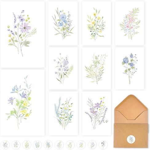 VJQ Blank cards, 24 Pack Blank Greeting Cards, Watercolor Blank Note Cards, Blank Cards 4x6 for all Occasions, 12 Design Stationary Set in Saudi Arabia