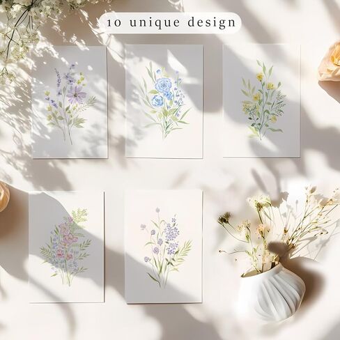 VJQ Blank cards, 24 Pack Blank Greeting Cards, Watercolor Blank Note Cards, Blank Cards 4x6 for all Occasions, 12 Design Stationary Set in Saudi Arabia