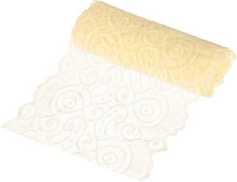 15-Yard 7.1 Inch Wide Elastic Lace Fabric, Ribbon Stretchy Trim Lace W Floral Pattern for Bridal Wedding Decorations/Garment/Dress Sewing/DIY Crafts/Gift Bouquet [White] in Kuwait